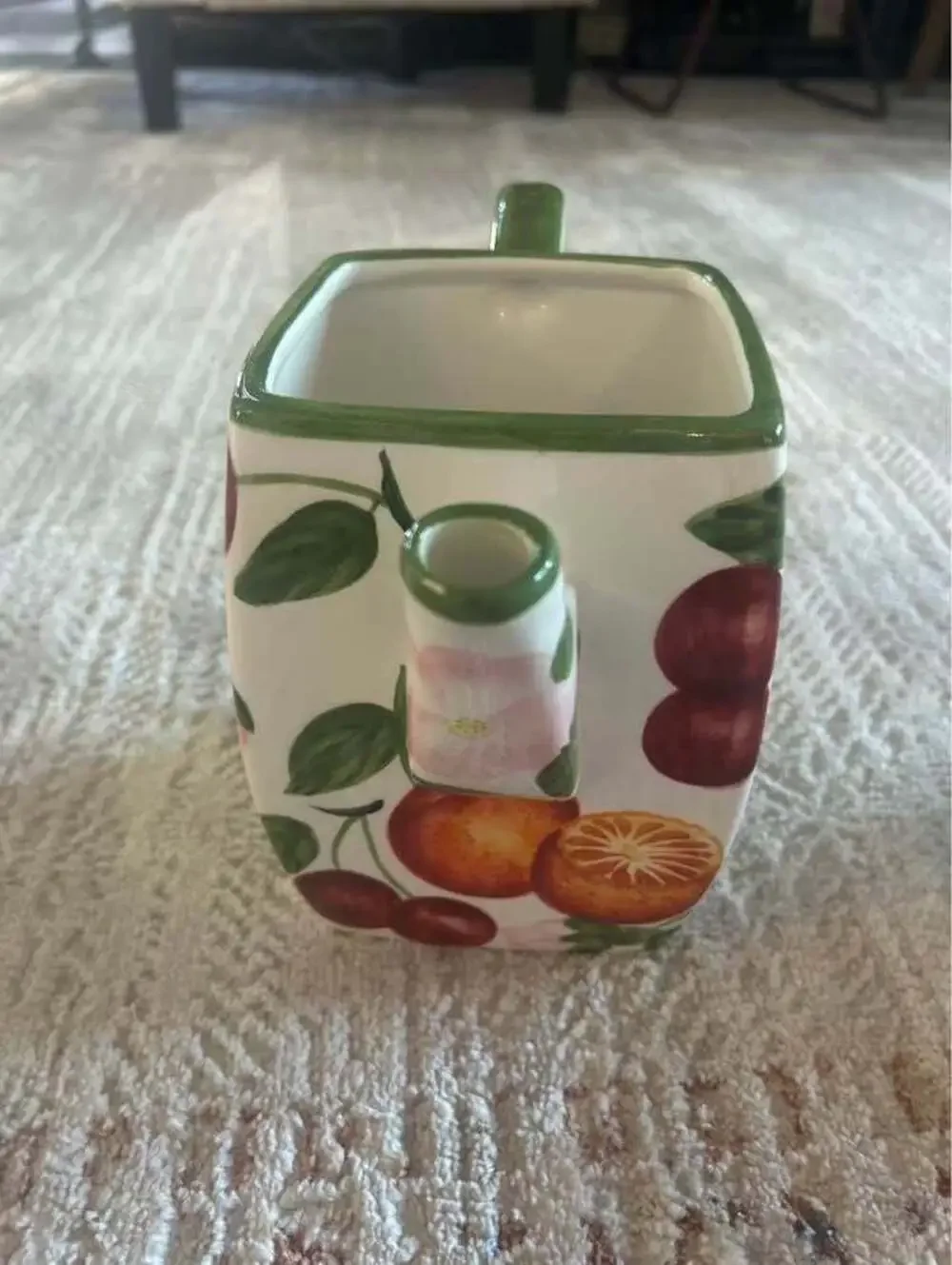 Tabletops Unlimited Sorbet Square Ceramic Fruit Teapot